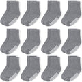 Baby Toddlers Crew Socks with Non-Slip Grip 12 Pack Cotton Stretch Socks | Soft by JAKIDAR