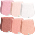 Muslin Burp Cloths Set, 6 Pieces, 100% Organic Cotton Hand Washcloths for Baby Boys and Girls Extra Absorbent and Soft Burping Rags (Pink - Multi Colored)