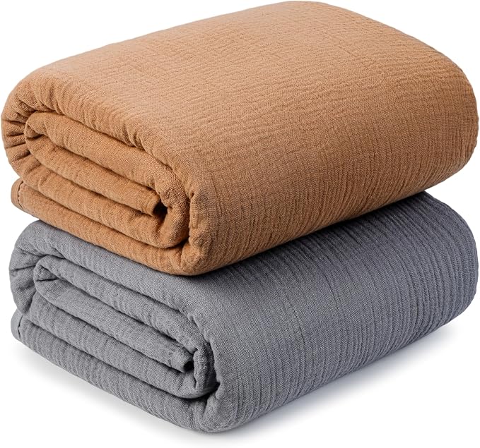 Muslin Swaddle Blankets for Newborn, 2 Pack Breathable Soft Receiving Blanket by GUNTAIL