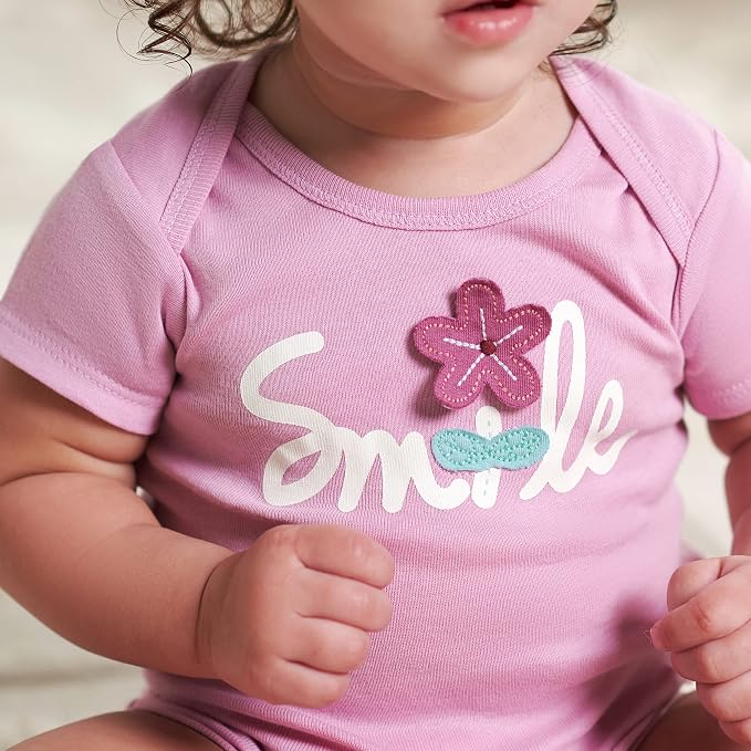 Gerber Baby Girls 5-Pack Short Sleeve Variety Onesies Bodysuits - Image 8