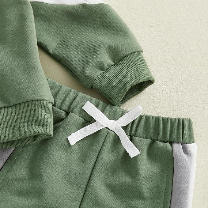 Infant Baby Boy Fall Winter Clothes Outfit Hooded Long Sweatshirt Pant Set - Image 8
