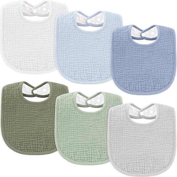 Susurration Muslin Baby Drool Bibs 6Pack Soft Square Adjustable Baby Bandana by Susurration