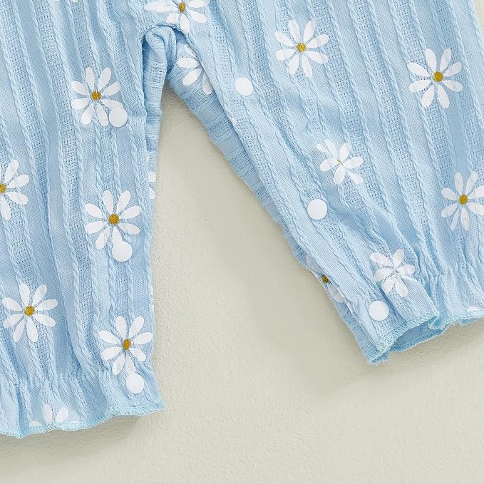 Newborn Baby Girl Clothes Ruffle Sleeve Jumpsuit Corduroy Floral - Image 5
