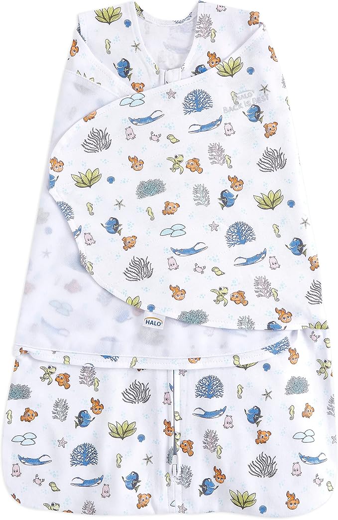 HALO Disney Baby Finding Nemo 100% Cotton Sleepsack Swaddle, 3-Way Adjustable by HALO