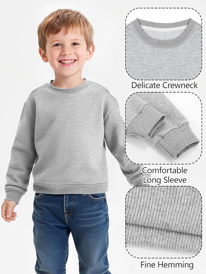 Cooraby 3 Pack Baby and Toddler Boys Crewneck Sweatshirts Kids Solid Cotton - Image 4