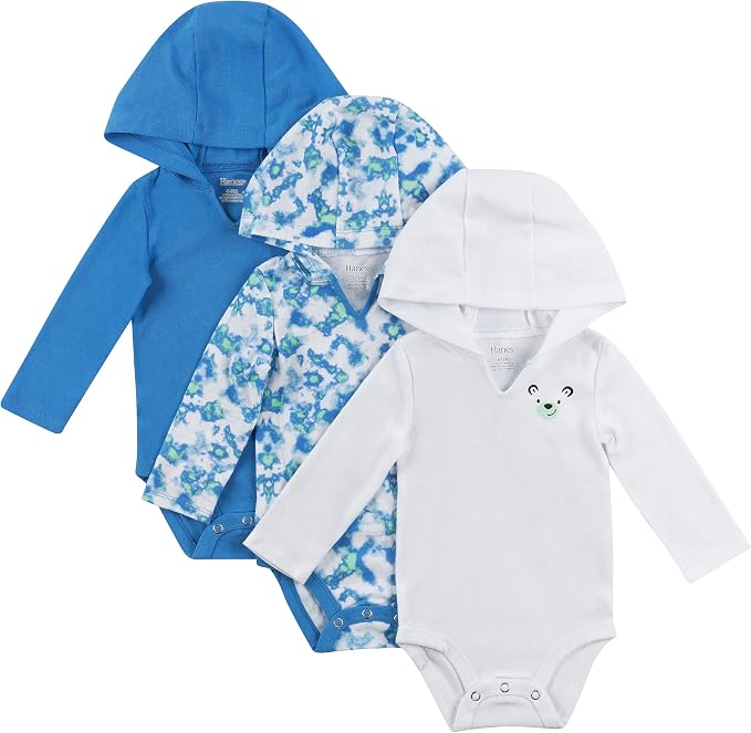 Hanes Baby Long Sleeve Bodysuit, Ultimate Bodysuit Hoodie Boys & Girls by Hanes