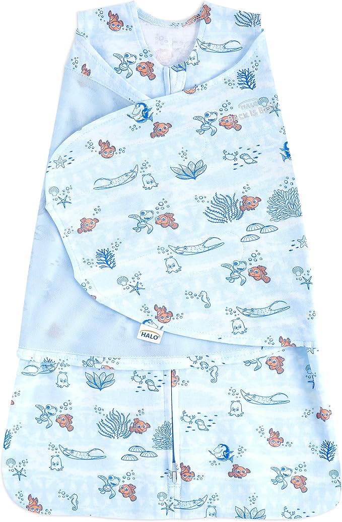 HALO Disney Baby Finding Nemo 100% Cotton Sleepsack Swaddle, 3-Way Adjustable by HALO
