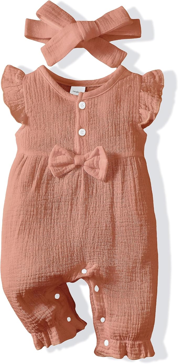 Renotemy Newborn Baby Girl Clothes Romper Summer Outfits Preemie-18Months | by Renotemy