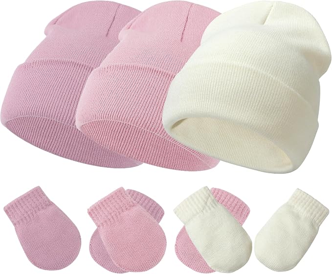 Baby Hats and Mittens Set Infant Toddler Beanie Cap Newborn Gloves by SeaZaela