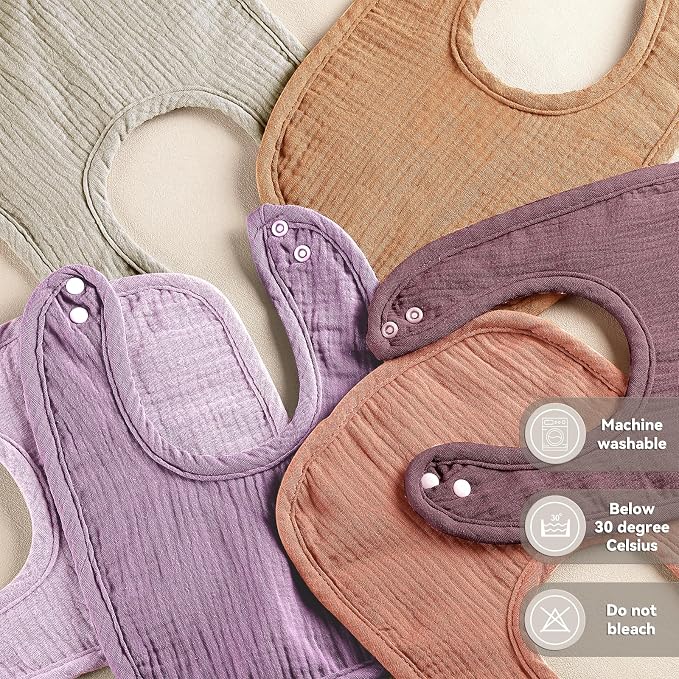 Muslin Baby Bibs for Unisex Boys Girls, Cotton Drool Bibs, Adjustable Newborn - Image 5