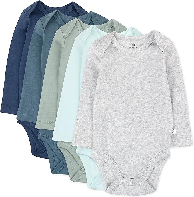 HonestBaby baby-girls 5-pack Long Sleeve Bodysuits One Piece 100% Organic Cotton by HonestBaby