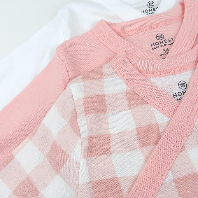 HonestBaby Baby 3-pack Long Sleeve Side-snap Kimono Bodysuits Organic Cotton - Image 2