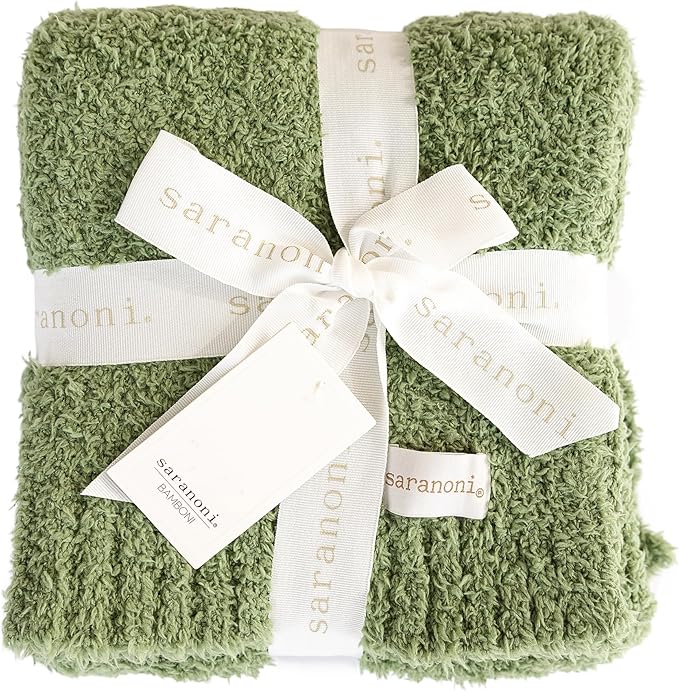 Saranoni Bamboni Oversized Blanket Soft Comfort Couch Bed Olive X-Large | by SaranoniLuxuryBlankets