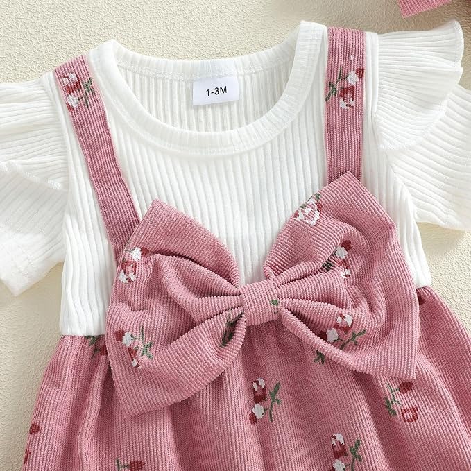 YINGISFITM Newborn Baby Girl Summer Clothes Short Sleeve Bubble Romper Bow - Image 7