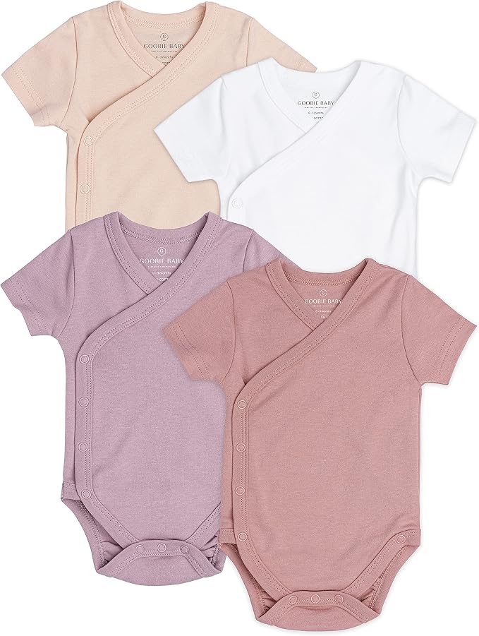 Baby Side Snap Kimono Bodysuit Set, Mitten Cuffs, 100% Cotton, Boy Girl by Goobie+Baby