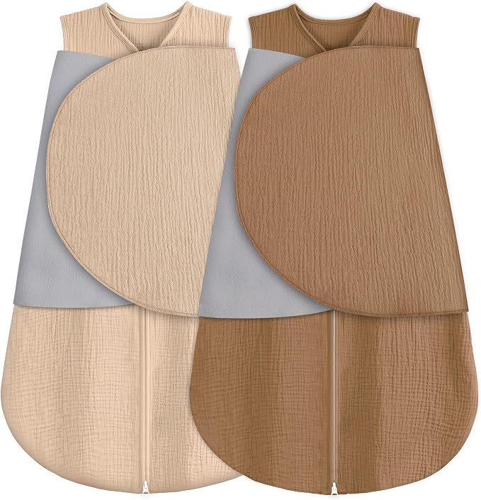 BSTOPPT Newborn Sleep Sack Baby Swaddle, 100% Muslin Cotton, 3-Way Adjustable by BSTOPPT