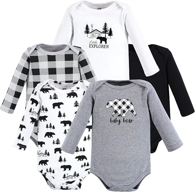 Hudson Baby baby-boys Cotton Long-sleeve Bodysuits 5-pack by HudsonBaby