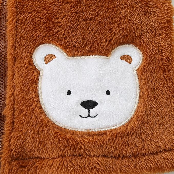 Newborn Infant Baby Boys Girls Cartoon Fleece Hooded Jacket Coat - Image 4
