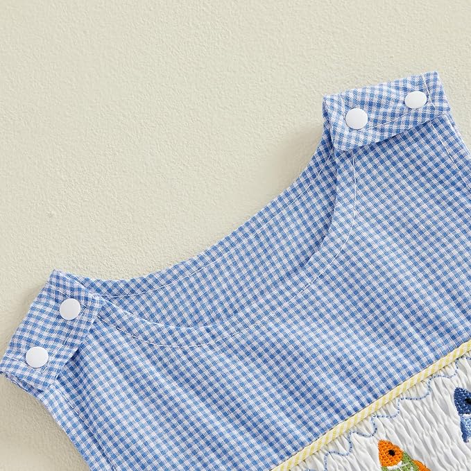 Newborn Baby Boys Sleeveless Seersucker Romper One Piece Straps Overalls - Image 4