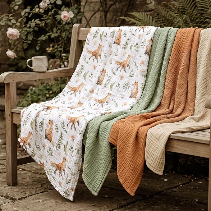 Muslin Swaddle Blankets for Newborn, 4 Pack Breathable Soft Receiving Blanket - Image 5