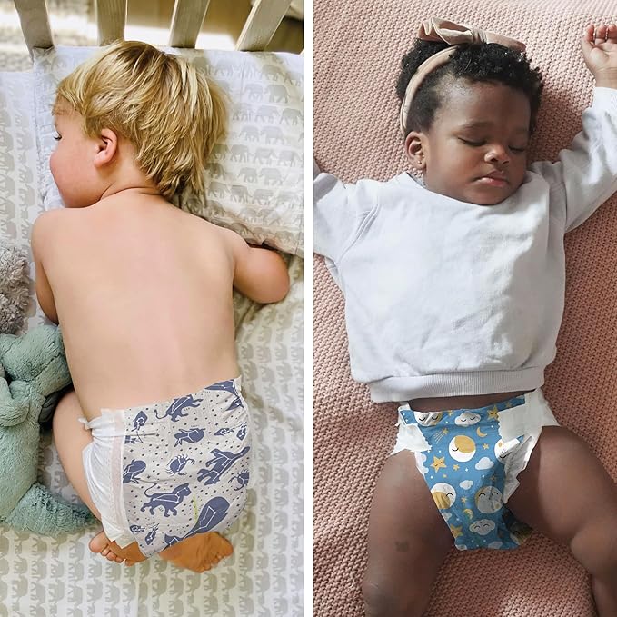 The Honest Company Clean Conscious Overnight Diapers for Sensitive Skin, Hypoallergenic Fragrance-Free Baby Diapers, Cozy Cloud and Star Signs Design, Club Box, Size 3 (16–28 lbs), 52 Count