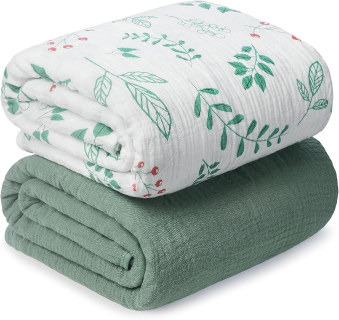 Muslin Swaddle Blankets for Newborn, 2 Pack Breathable Soft Receiving Blanket by GUNTAIL