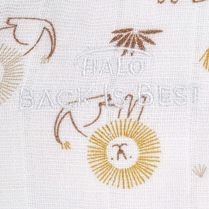 HALO 100% Cotton Muslin Sleepsack Swaddle, 3-Way Adjustable Wearable Blanket, TOG 1.5, Lions, Newborn, 0-3 Months