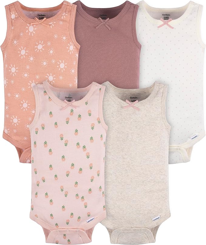 Gerber Baby Girls Multi-Pack Sleeveless Onesies Bodysuit by Gerber