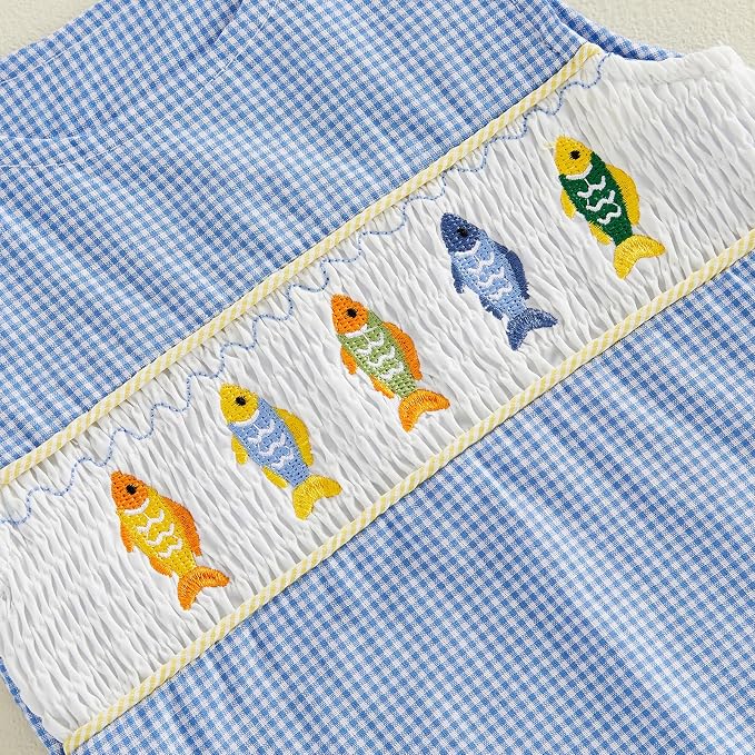 Newborn Baby Boys Sleeveless Seersucker Romper One Piece Straps Overalls - Image 5