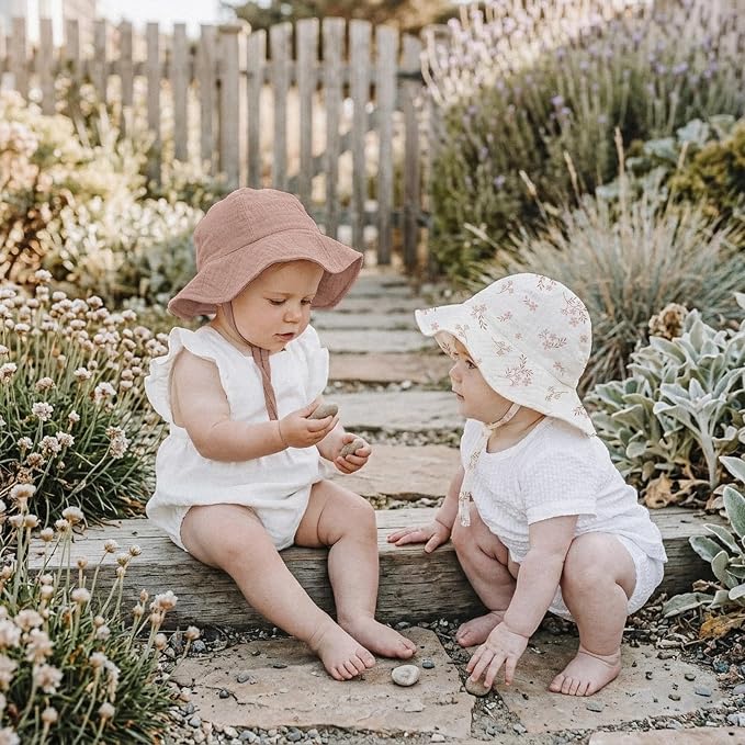 Konssy 2-Pack Muslin Baby Girl Sun Hats - Image 5