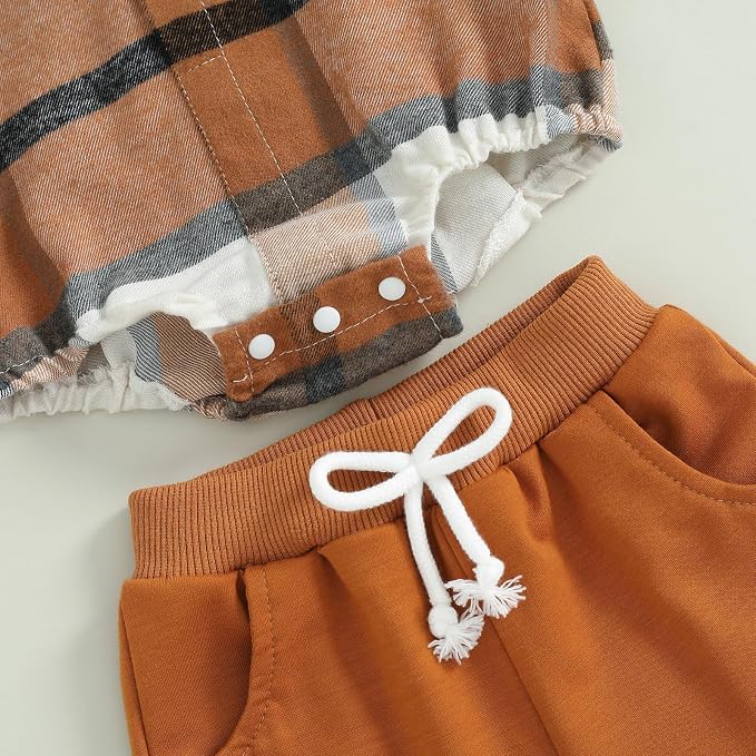 Douhoow Infant Baby Fall Clothes Boy Girl Plaid Hoodie Sweatshirt Romper - Image 7
