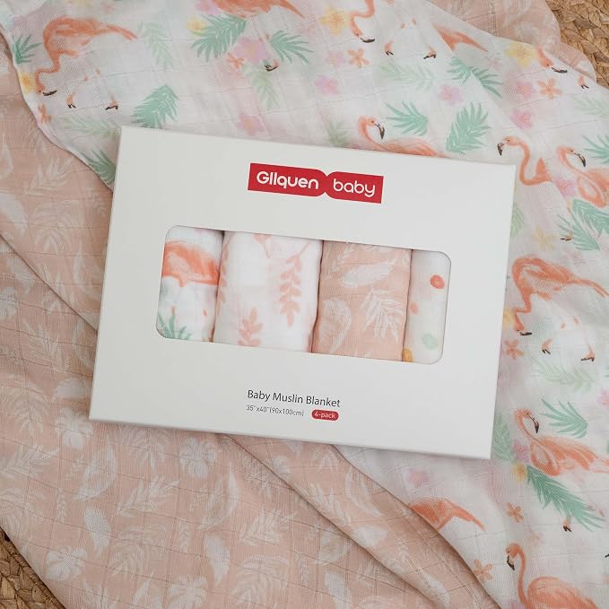 GLLQUEN BABY Muslin Swaddle Blankets 4Pk Receiving Blanket Large 35" x 40" | - Image 7