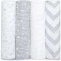 Comfy Cubs Muslin Swaddle Blankets Pack of 4, 47 x 47 Inches, Soft Cotton Baby by ComfyCubs