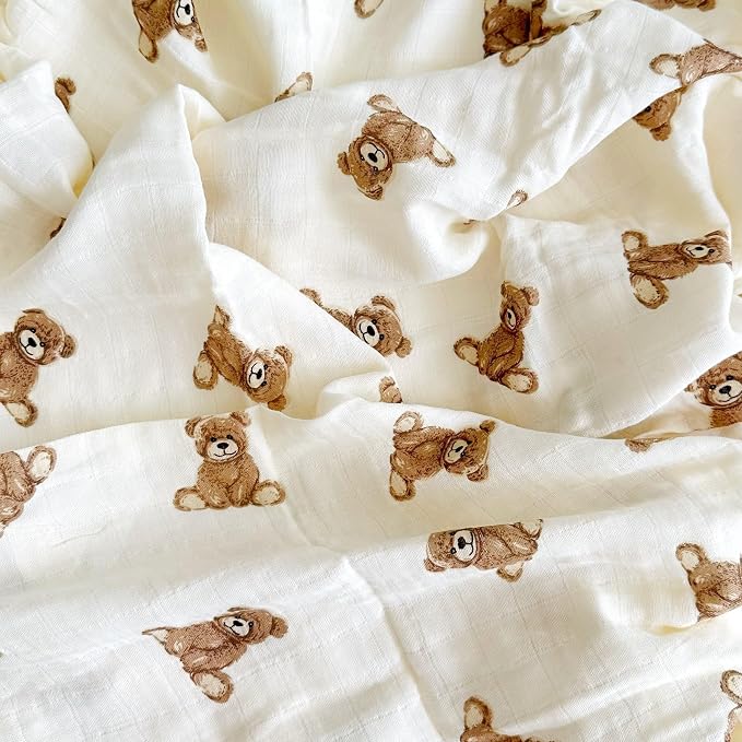 Ali+Oli Teddy Bear Swaddle Blanket, Organic Cotton, 47 x 47 - Image 3