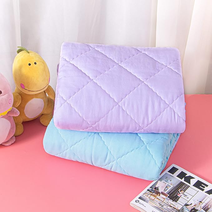 NTBAY Down Alternative Toddler Comforter, Lightweight and Warm Solid Color Baby Crib Quilted Blanket, 39x47 inches, Aqua