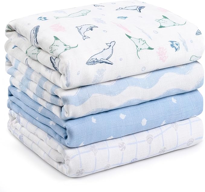 GLLQUEN BABY Muslin Swaddle Blankets 4Pk Receiving Blanket Large 35" x 40" | by GLLQUENBABY