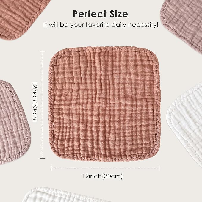 Sunny zzzZZ Baby Muslin Washcloths -100% Cotton Muslin Soft Absorbent Large - Image 3