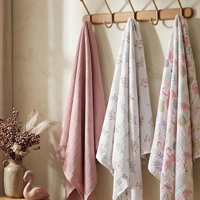 Muslin Swaddle Blankets for Newborn, 3 Pack Breathable Soft Receiving Blanket - Image 8