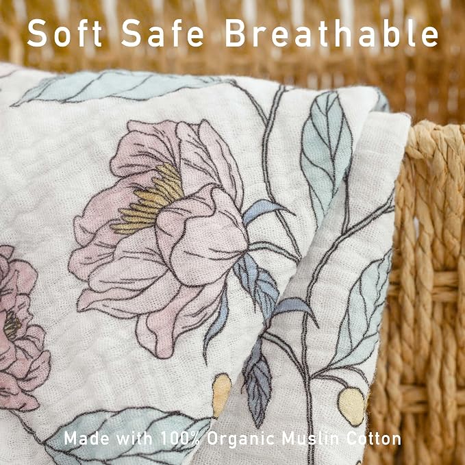 Muslin Swaddle Blankets for Newborn, 3 Pack Breathable Soft Receiving Blanket - Image 4