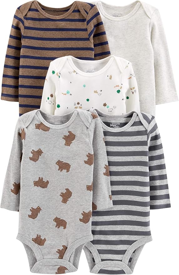 Simple Joys by Carter's Baby Boys Long-Sleeve Bodysuit Pack of 5Bodysuit by SimpleJoysbyCarters