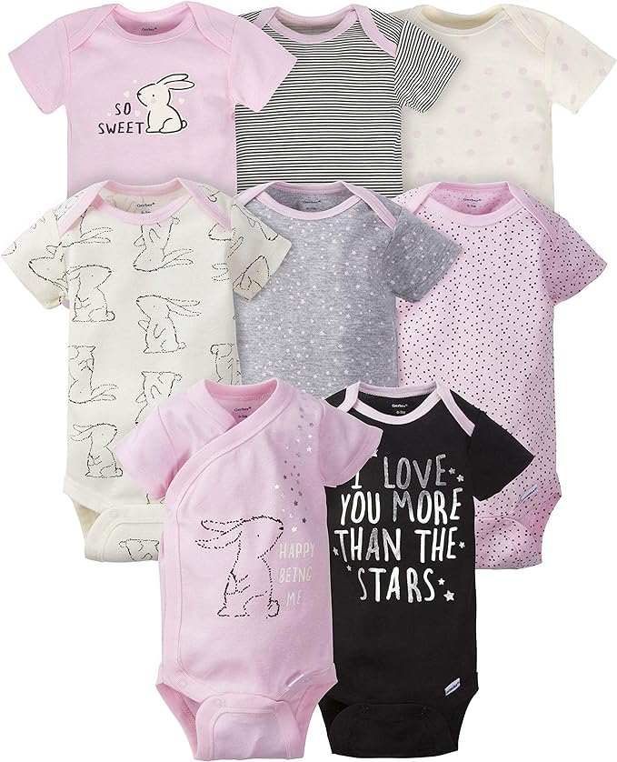 Gerber Baby Girls' 8-pack Short Sleeve Onesies Bodysuits by Gerber