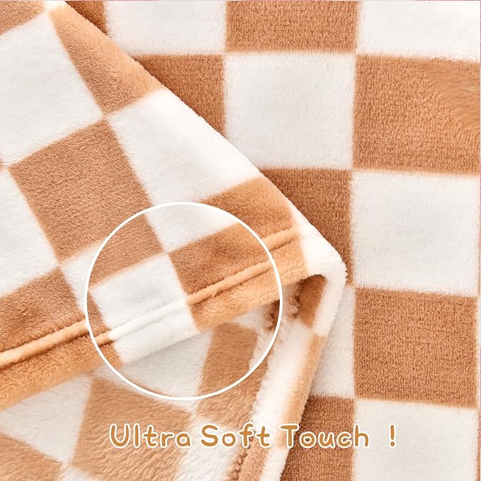 Yurhap Checkered Baby Blanket Fleece Baby Blankets Neutral - Image 6