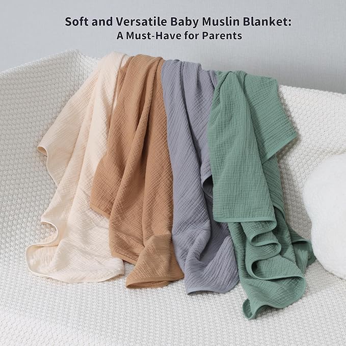 Muslin Swaddle Blankets for Newborn, 2 Pack Breathable Soft Receiving Blanket - Image 6