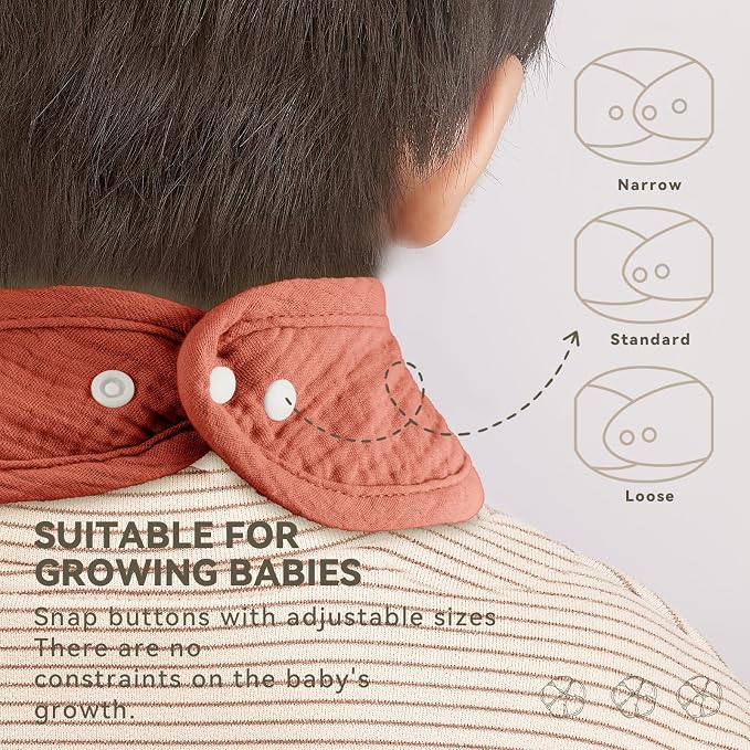 Muslin Baby Bibs for Unisex Boys Girls, Cotton Drool Bibs, Adjustable Newborn - Image 4