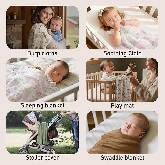 GLLQUEN BABY Muslin Swaddle Blankets 2Pk Receiving Blanket Large 35" x 40" | - Image 4