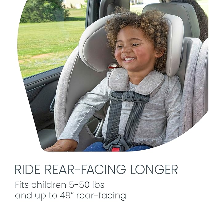 Britax One4Life Slim All-in-One Car Seat, 10 Years of Use, 17.5” SpaceSaver Design, Converts from Rear-Facing Infant Car Seat to Forward-Facing Booster Seat, ClickTight Installation, Raven Black