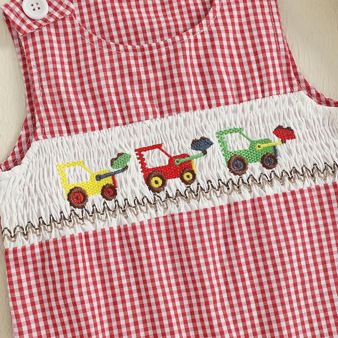 Newborn Baby Boys Sleeveless Seersucker Romper One Piece Straps Overalls - Image 5