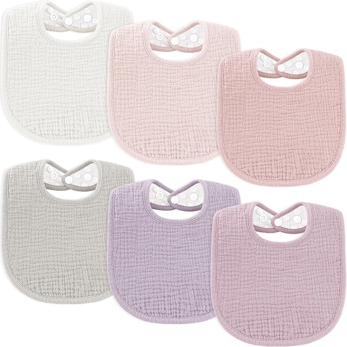 Susurration Muslin Baby Drool Bibs 6Pack Soft Square Adjustable Baby Bandana by Susurration