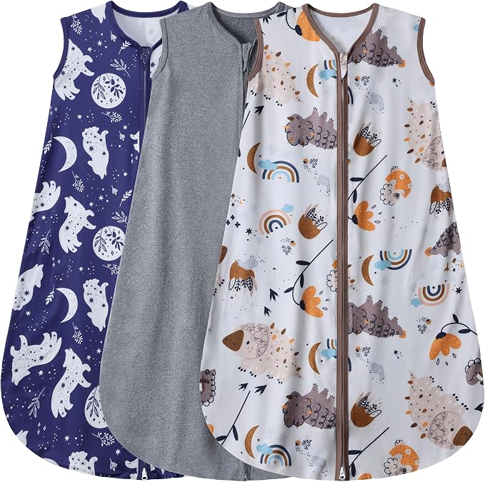 BSTOPPT 3 Pack Baby Sleep Sack 100% Rayon Cotton Baby Sleeping Bag 2-Way Zipper by BSTOPPT