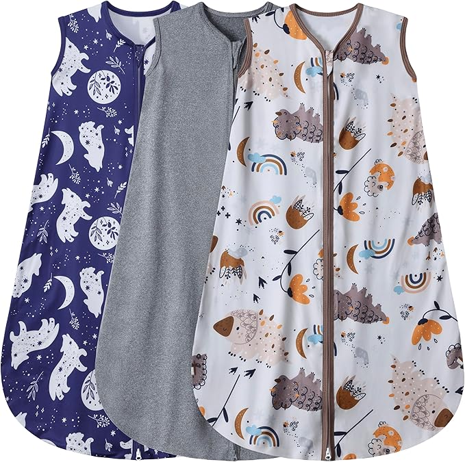 BSTOPPT 3 Pack Baby Sleep Sack 100% Rayon Cotton Baby Sleeping Bag 2-Way Zipper by BSTOPPT